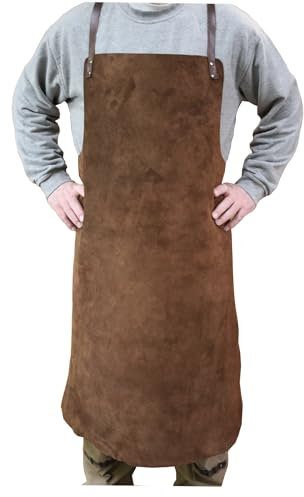 Förster-Fellnest Echt Leder Qualitäts Profi Lederschürze, 2,0 mm stark, Premium-Rindveloure, widerstandsfähig, flexibe, vielfältig: Schweißerschürze, Schmiedeschürze, Tischlerschürze