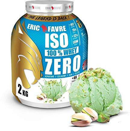 ISO WHEY ZERO 100% Pure Protein - Pure Whey Protein Isolate es sabroso y sirve para ganar masa muscular - Rápidamente asimilable - 2 kg - Laboratorio Francés Eric Favre (Pistacho)