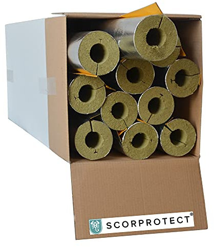 Caja de cartón completo con revestimiento de aluminio, aislamiento de tuberías, lana de roca con conductividad térmica 0.040 (lana de roca, 48 x 30 mm x 1 metro)