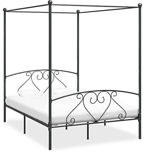 vidaXL Estructura de cama con dosel metal gris 160x200 cm