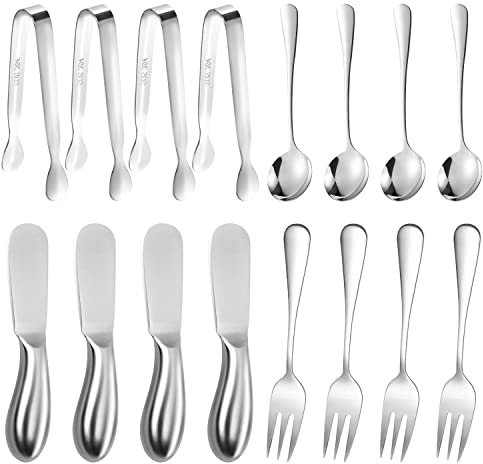 Lot de 16 couteaux à beurre et à fromage en acier inoxydable multi-usage pour épandeur de beurre, trancheuse à fromage, mini pinces, fourchettes et cuillères
