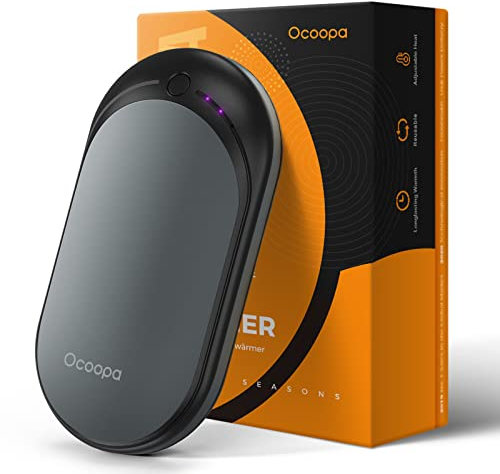 OCOOPA Handwärmer,EIN/doppelseitige Heizung 5 Stufen und bis zu 10 Stunden Wärme,5200 mAh elektrische tragbare Taschenwärmer, ideal für den Außenbereich, Geschenke, die wärmen-grau