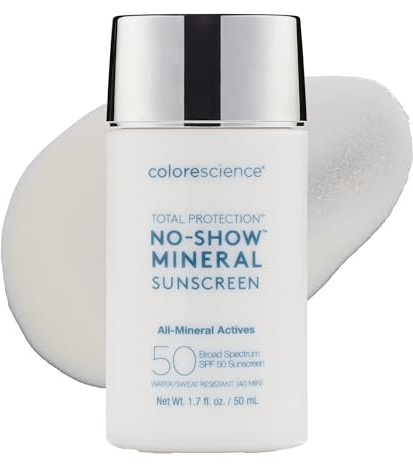 Colorescience Total Protection No-Show Mineral Sunscreen SPF 50, 1.7oz, 100% Invisible all-mineral sunscreen for all skin tones & types
