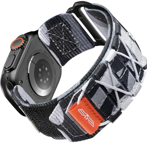 Bandletic Bandsportig nylonrem kompatibel med Apple Watch Strap Ultra/Ultra 2 49 mm 45 mm 44 mm 42 mm, sportloop ersättningsband för iWatch Series SE/Ultra/Ultra 2/Series 9 8 7 6 5 4 3 2 1, L-Camo