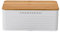 Micvtve Bread Bin,Innovative Bread Box Thanks to Carbon Coating,with Integrated Ventilation Holes,Including Bamboo Lid White
