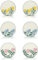PHRYGIA Porcelain Plate Set, Set of 6, 8.3 Inch, Lightweight Ceramic Plate,Porcelain Lunch Plates,Salad Plates, Small Dinner Plate Set, Colorful Pattern Plate (21cm, Floral)