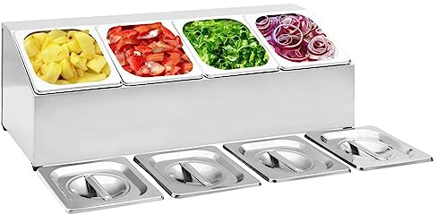 Toshilian Bac Gastronorme, Récipient Gastronorme Support Bac GN Récipient Gastronorm avec 4 bacs GN 1/6 Acier inoxydable