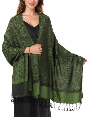 Lamca Women Pashmina Shawls and Wraps Scarf Soft Silky Reversible Paisley Scarves Shawl for Women UK
