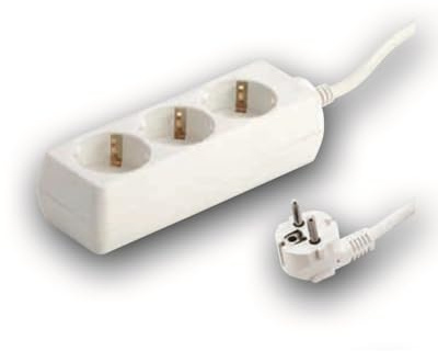 Base eléctrica para tomas, 3 salidas, cable de 3 metros, 3 x 1,5 mm², ideal para múltiples dispositivos y ampliar puntos de conexión.