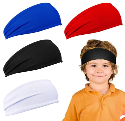 Nayyana Bandeaux de Transpiration pour Enfants et Sports - Lot de 4 Bandeaux Respirants Anti-transpiration pour Football, Baseball Jeunesse, Garçons