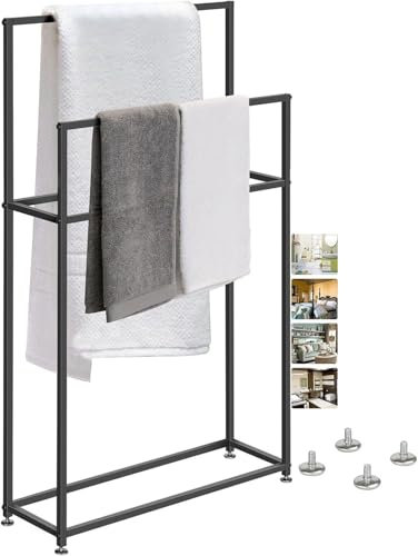 Portasciugamani autoportante in metallo – Portasciugamani da bagno – Portasciugamani da pavimento Appeso Stand salvaspazio per asciugamani da bagno (85 x 20 x 110 cm) – Elegante e design