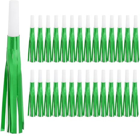 PATIKIL 60 Pcs Hacer Ruido, Hacer Ruido Con Flecos Metálicos Silbatos Para Fiestas Para Suministros De Favor De Fiesta Cumpleaños Año Nuevo Blanco Verde