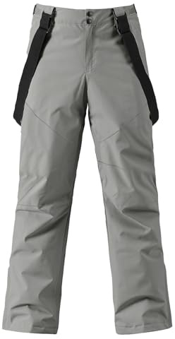 Men's Ski Trousers Outdoor Trousers Snowboard Trousers Winter Waterproof Warm Removable Braces Ski Cross-Country Ski Trousers Thermal Trousers Hiking Trousers Ski Trousers, gray, XL
