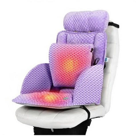 USB Heated Seat Cushion for Office Chair, Heating Seat Pad with Armrests and Lumbar Support, 3 Heat Levels, Large Heating Area Heated Seat Cover for Back, Lumbar, Hip, Thigh(Purple)