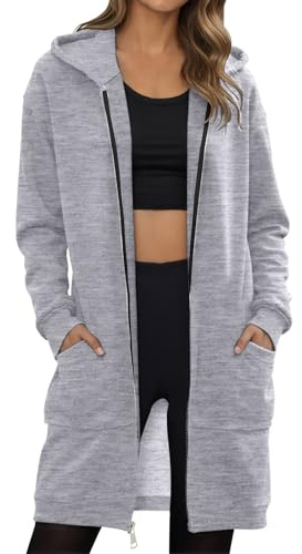 Générique Sweat-Shirt Femme Sweat à Capuche Zippé Épais Hoodie Sport Hiver Manche Longue Manteau Grande Taille Coupe-Vent Gilet Long Automne avec Poches Zip Up Sweatshirts 2025