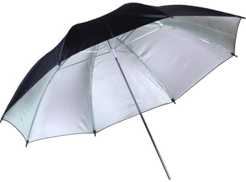 SOIMISS Paraguas Fotográfico Negro y Plata de 85cm para Estudio de Fotografía Luz Difusa y Estructura de Aluminio Resistente