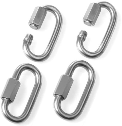 STARVAST 8mm Quick Link Oval Carabiner Chain Quick Links Connector 4pcs M8 Stainless Steel Swing Clip Screw Lock Swing Set for Swing Play Set