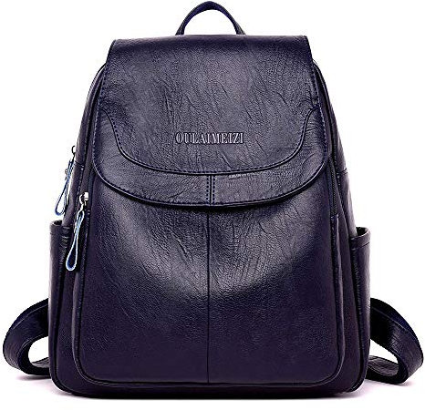 Kris Anna Damen Brief Prägung Handtasche Rucksack mit Klappe Dunkelblau EINWEG