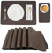 JDkilp Platzdeckchen Abwaschbar,PU Rindslederimitat Untersetzer Und Tischset 6er Set,Doppelseitigen rutschfest Platzset Abwischbar,Schwarz Braun