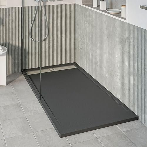 KOES - Plato de Ducha de Resina Modelo VOIGA – 70x100 – Negro RAL 9005