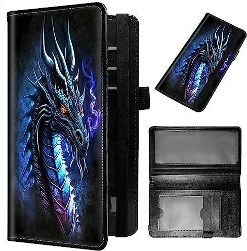 GFRGTFHYT Housse de chéquier pour homme et femme en cuir synthétique pour chéquier personnel, porte-cartes de crédit, portefeuille avec blocage RFID pour chèques en double, Dragon cool, Checkbook