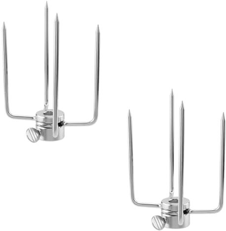 YIXNSW 2 Stück Fleischklammer Fleischnadel Fleischnadeln Edelstahl Drehspiess zum Fixieren von Grills, Speisen, Braten, Toasts Silber