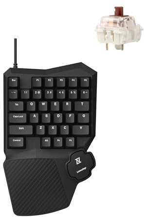 LEMOKEY X0 One Handed Gaming Keyboard, 35 Keys North-Facing Red Backlit Wired QMK Keypad, Silicone Palm Rest, Shine-Through Double-Shot Keycaps with Tactile Brown Mechanical Switch for Windows/Linux
