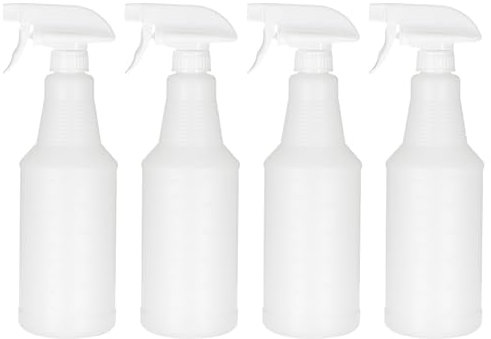 PATIKIL 750ml/24oz Plastic Spray Bottles, 4pcs Adjustable Nozzle Leak Proof Empty Water Mist Stream Sprayer for Cleaning Solutions Plants Hair, White