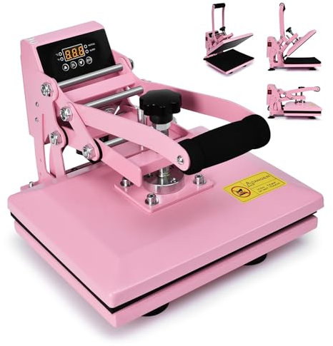 Transferpresse Hitzepresse 30x23cm 0-250 ℃, Rosa T-Shirt Druckmaschine mit LCD-Temperatur und Zeitkontrolle, Heat Press Heißpresse Maschine Wärmeübertragungsmaschine Wärmepresse Für Mauspads, Taschen
