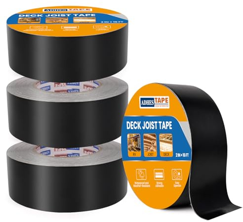 ADHES Butylband Dichtungsbänder 50mm x 5m, 4 Rollen Wetterbeständig und Wasserdicht, Deckbalkenband Dach Reparaturband, Ideal für Holzdecks, Balken, Dächer und den Außeneinsatz