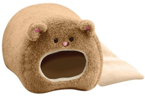 Valicaer Maison Cochon d'Inde,Lapin Lit Petit Lit de Hamster Petits Animaux Couchages Hiver Cabane avec Coussin Amovible Coton Cage Sac de Couchage d'hiver pour Chinchilla Hérisson Cobayes (Marron)
