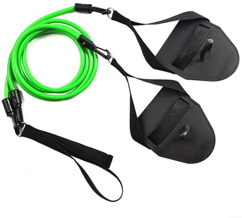 EXTRWORY Dryland - Banda de resistencia para entrenamiento de natación, con palas, cuerda de tensión, equipo auxiliar deportivo (verde, 50 libras)