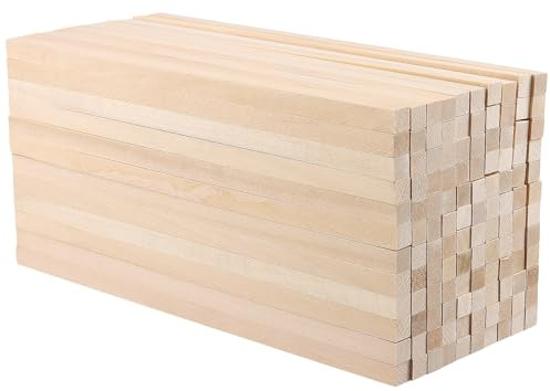 KEILEOHO 120 stycken trästavar, kvadratiska, 25 x 1 x 1 cm, trälister för pyssel, träpinnar för pyssel, kantiga, träblock för gör-det-själv-hantverk