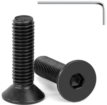 Tunejoy Vis à Tête Fraisée M8 x 30 mm à Six Pans Creux en Acier Inoxydable A2 V2A Vis à Tête Cylindrique Hexagonale avec Clé Allen Filetage Complet 20 Pièces Noir