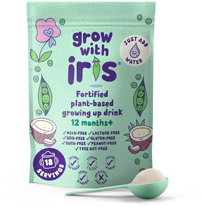 Fortified Dairy-Free Toddler Milk Alternative - Plant-Based Growing Up Drink for Kids 12 months+ Allergen Free, Vegan, with Calcium, Iodine, Vitamins C, D, B12 - Grow with Iris, 540g (18 servings)