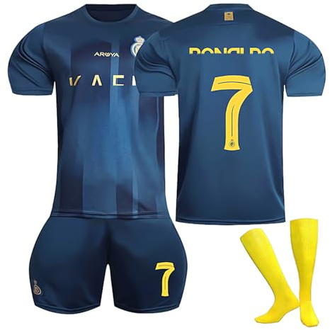 YXHZVON Football Kits for Kids, No.7 Football Jersey Kit for Kids, Boys' Football Shirts Shorts and Socks, Gift for Boys Girls, Size 24 (Green, Height: 130-140 cm)