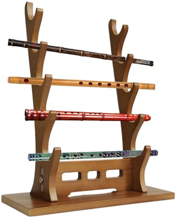 Wood Flute Stand Wooden Flute Holder Collection Display Rack 5-Tier Scabbard Display Holder Storage Stand For Instruments Decor