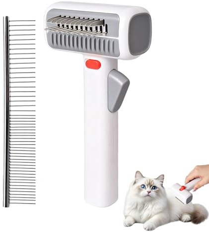 Brosse Chat Poil Long,Double Lame Démêlante pour Enlever Sous Poils et Nœuds,Brosse de toilettage pour Animaux,Convient à Tous les Chats, à Poils Longs Comme à Poils Courts
