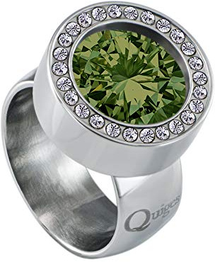 Quiges Anillo de acero inoxidable plateado brillante, 12 mm, mini moneda, con circonita y moneda intercambiable, en diferentes tamaños, Zirconia cúbica