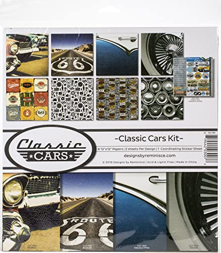 Reminisce Classic Cars Scrapbook Collection Kit, Multi Color Palette