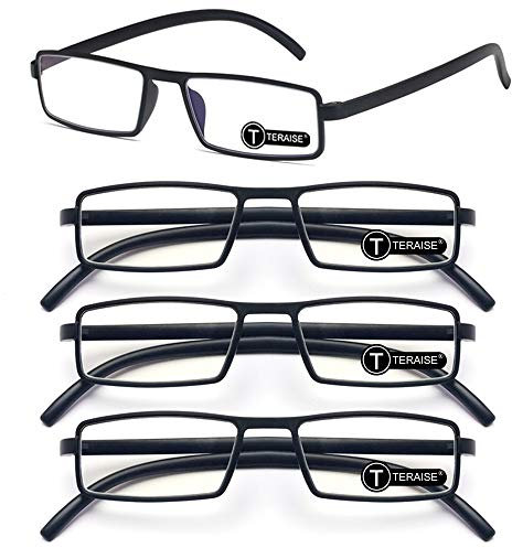 TERAISE Upgrade Blue Light Blocking Reading Glasses 4-Pack Compact/Lightweight Reader Glasses Anti-Stress Computer/Cell Phone Eyeglasses(1.5X)