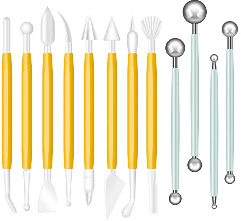 BONHHC Fondant Modellierwerkzeug Ball Stylus Werkzeuge Modellier/Tonbildhauerwerkzeug-Set/Für Kuchen Fondant Torten Kuchendekoration DIY-Projekte Pottery Keramik/12 Stück