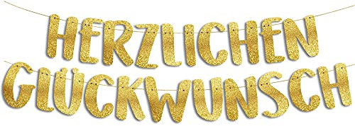 Lustige Banner, Glitzerbanner Herzlichen Glückwunsch, Partyzubehör