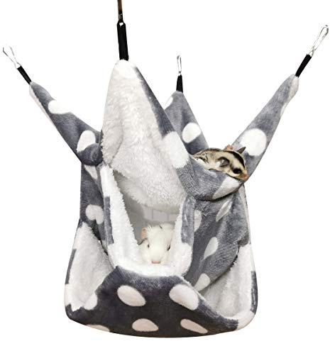 LEFTSTARER Rat Ferret Sugar Glider Cage Hammock Bedding Small Pet Cage Accessories Toy Triple-Layer Hammock Bedding for Hamster Guinea Pig Sugar Glider Rat Ferret Chinchilla Playing Sleeping(Grey)
