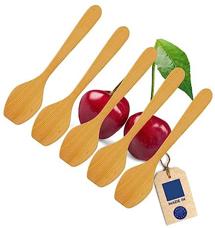5x HOFMEISTER® Wok-Wender aus edlem Kirsch-Holz, 37 cm, antibakteriell, hitzebeständig & plastikfrei, Keine Kratzer in Pfannen, kein Plastik im Essen, 100% Naturprodukt, geschwungen