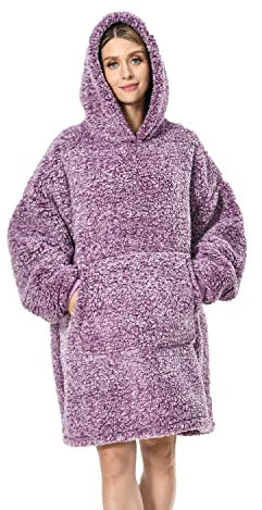 Seogva Oversized Sherpa Hoodie, Wearable Hoodie Sweatshirt Blanket, Super Soft Warm Comfortable Blanket Hoodie, One Size Fits All, Men, Women, Girls, Boys, Friends