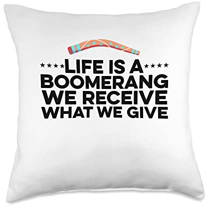 Boomerang Gift Idea Boomerang Thrower Sports Life is A Boomerang We Receive What We Give Sports Player Throw Pillow, 18x18, Multicolor