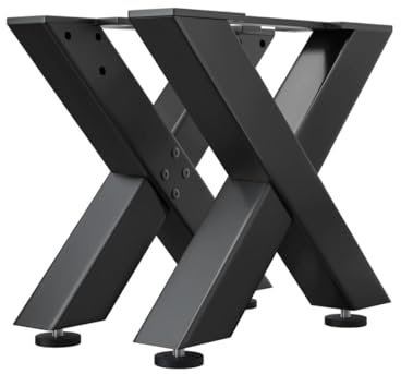 GGMMÖBEL Juana | Tischbeine Metall Schwarz | 2 Stück X Form Tischkufen | Tischgestell B68xH36 cm | Möbelkufen für Couchtisch, Hocker