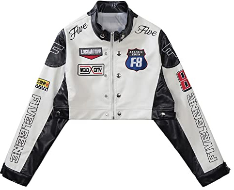 Aelfric Eden Cropped Leather Jacket Women PU Crop Moto Biker Racing Trendy Fashion Casual Coats