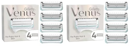 Gillette Venus Razor Blades Women, Pack of 8 Razor Blade Refills with Precision Trimmer, Designed for Pubic Hair & Skin